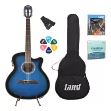 Kit Violão Land Aço Azul Lw-n-40e Bl Capa Acessórios