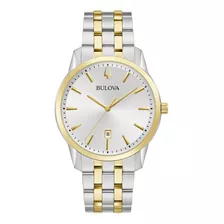 Reloj Bulova Sutton 98b385 Para Caballero Original Ts Color De La Correa Plateado Color Del Bisel Dorado Color Del Fondo Plateado