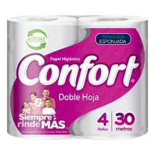 Papel Higiénico Confort Doble Hoja 4 Un 30 Mt