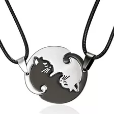 Colar Metades Yin Yang Casal Best Friends Gato Par Duplo Zen