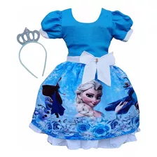 Vestido Frozen Full + Tiara Brinde