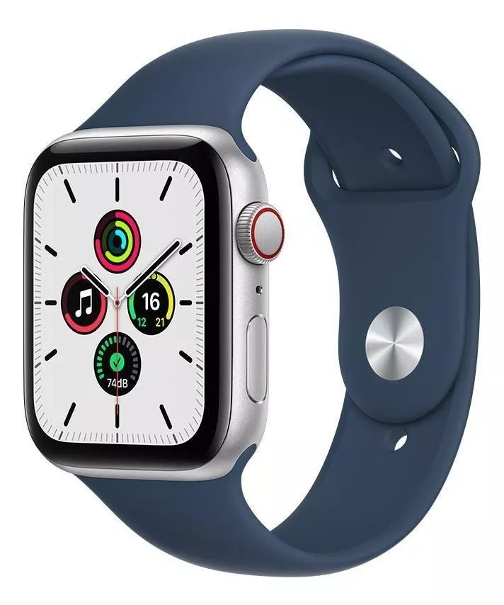 Apple Watch Se (gps + Cellular, 44mm) - Caja De Aluminio Color Plata - Correa Deportiva Azul Abismo
