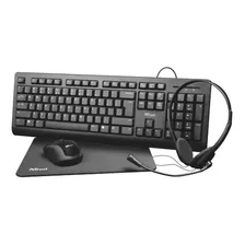 Kit Trust Primo 4-in-1 Home Office Set Es Color Del Mouse Negro Color Del Teclado Negro