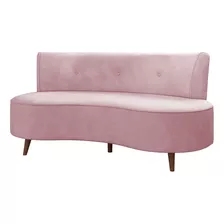 Sofá 2 Lugares Living 135cm Pés Palito Korah Veludo Rosê Cor Rosa