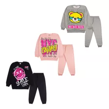 Kit 3 Conjunto Moletom Juvenil Menina Roupa Feminina Inverno