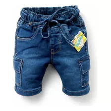 Bermuda Jeans Com Elástico Menino