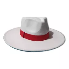 Chapéu Fedora Cury Branco Fita Vermelha Classico 55 Ao 60