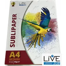 Papel Sublimático Live Sub 100gr Sublimação A4 100 Folhas