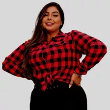 Camisa Flanela Xadrez Feminina Festa Plus Size Quadrilha