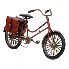 Bicicleta Vermelha Com Bolsas 23cm Comprimento Retrô Vintage