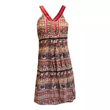 Vestido Solero Estampado Incaico Bordado - Talle M Nofret