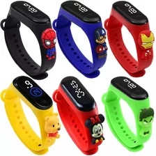 Relógio Digital Led Herois Infantil Smartband Disney Kit C/2