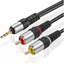 Cable 3,5 Mm A Dual Rca, 6 Pies/negro