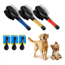  Escova Dupla Pet Cães E Gatos 21,5 Cm Remove Pelos Penteia 