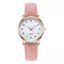 Reloj Luminoso De Cuero Nobuck Reloj Casual Reloj De Cuarzo Color Del Fondo Rosa