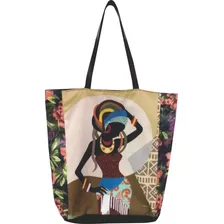 Bolsa Frida Negra Afro Ecobag Lateral Floral