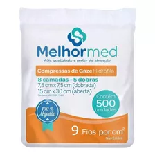 Compressa Gaze Hidrófila Melhormed 9 Fios 500 Un Não Estéril