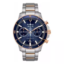 Bulova Marine Star Con Cronógrafo Para Hombre 98b301 Color De La Correa Plateado Color Del Bisel Azul Color Del Fondo Azul