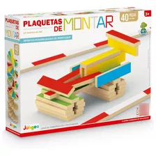 Blocos De Montar Infantil Mdf 40 Peças Coloridas Junges 