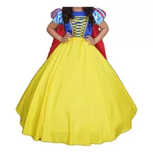 Vestido Princesa Branca De Neve Infantil Longo Armado E Capa