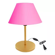 Luminária Abajur Infantil De Mesa Criado Quarto Com Cúpula Cor Da Cúpula Rosa Cor Da Estrutura Dourado