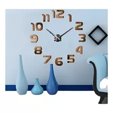 Reloj 3d Gigante 120cm Plateado Pared Deco Espejo Negro Dora