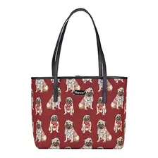 Bolso Bandolera De Mujer, Rojo Con Diseño De Perro, Signare
