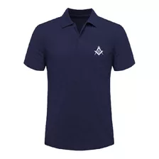 Camisa Polo Maçonaria Azul Esquadro E Compasso