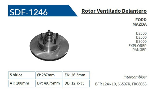 Disco Freno Mazda B2500 2000-2001 Delantero Kuruma Foto 4