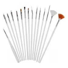 Kit 15 Pincéis Para Decoração De Unhas