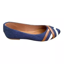 Sapatilha Bico Fino Azul Jeans Sapato Feminino 41 42 43