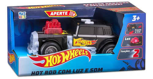 Carrinho Corrida Hot Wheels Hot Rod Com Som E Luz Carro Cor Preto  Personagem Hotwheels