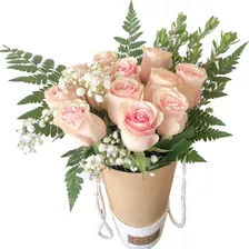 Cono 12 Rosas Rosadas - (ramo De Flores) - Florería 24hrs.