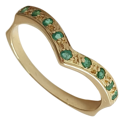 Anel Gaivota De Ouro Amarelo 18k 750 E Esmeraldas Amarelo 14