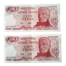 2 Billetes 100 Pesos E Arg 1978 Bottero 2410 - S/c Y Correl