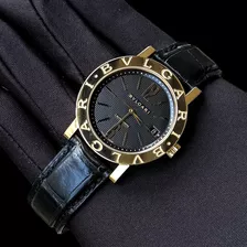 Bulgari Bb38 Ouro , Automático , Couro & Deployant Impecável