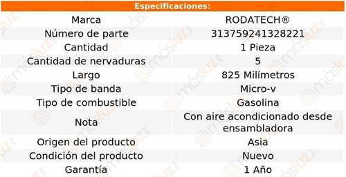 (1) Banda Accesorios Micro-v Corsica 2.2l 4 Cil C/aa 87/90 Foto 2