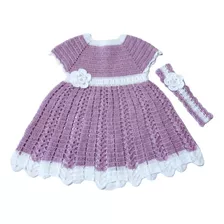 Conjunto De Hilo Vestido Más Cintillo Tejidos A Crochet