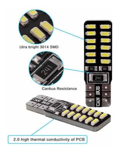 2x Focos Pellizc T10 24 Smd 3014 Canbus 12v W3w W5w 168 194 Foto 7