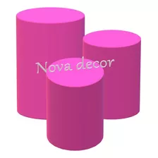 Trio Capas Para Mesa Cilindros Veste Facil Cor Rosa Chiclete