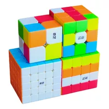 Kit Com 4 Cubos Mágicos Qytoys 2x2x2 + 3x3x3 + 4x4x4 + 5x5x5