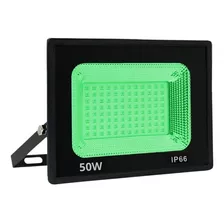 Refletor 50w Led Jardim/fachada Verde 110v/220v Prova D'água