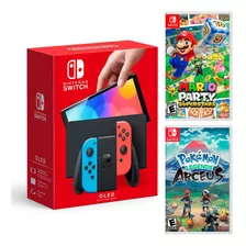 Nintendo Switch Oled Neon+mario Superstar+pokémon Arceus