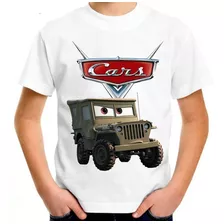 Camiseta Infantil Mcqueen Jeep Sargento Filme Carros #12