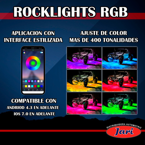 6 Pz Rock Light Rgb Alfa Bluetooth App Control Uso Rudo Foto 2