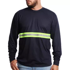 Camiseta Masculina Uniforme Malha Fria Com Faixa Manga Longa