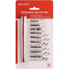 Caligrafia Sinoart Dip Pen Set 10 X Penas Stub + Cabo