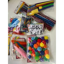 Pack Art. Manualidades Escolares Limpia Pipa, Pompones, Ojos