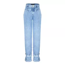 Calça Jeans Feminina Com Detalhe Na Cintura E Na Barra