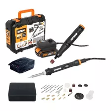 Conjunto Micro Retífica E Ferro De Solda À Bateria 20v Worx